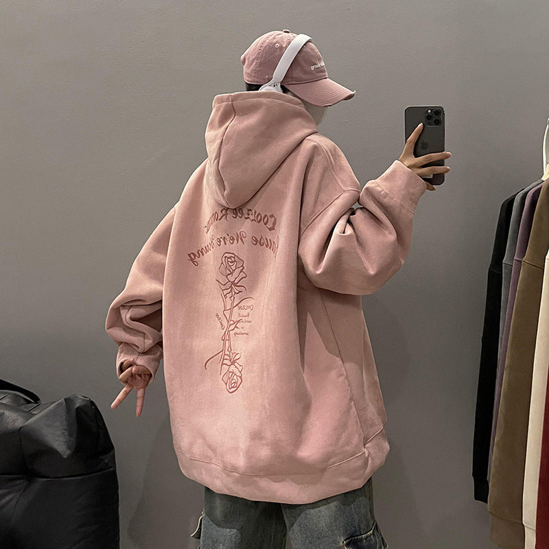 Women's Suede Hooded Sweater