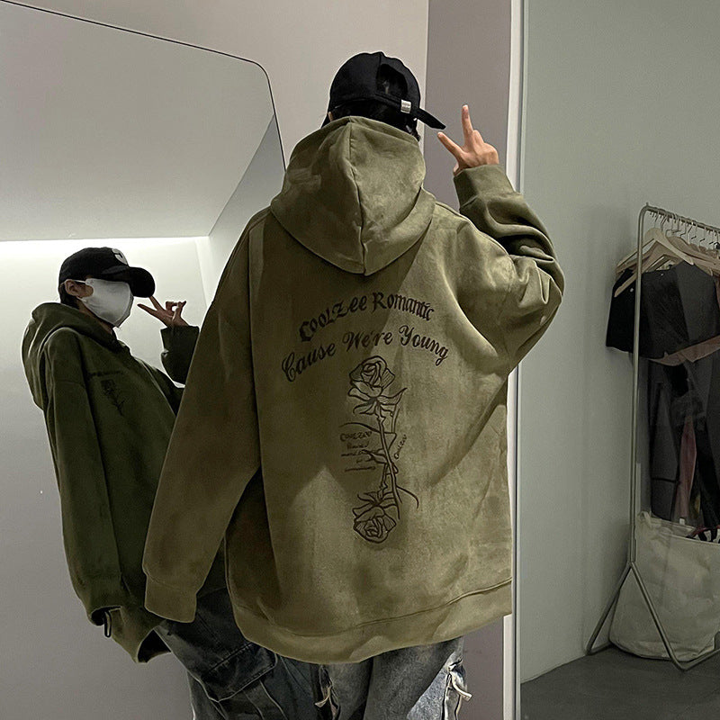 Women's Suede Hooded Sweater