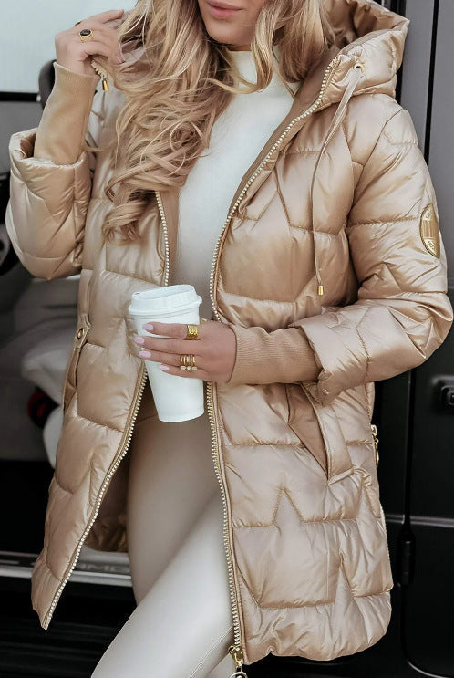 Hooded cotton jacket with three zippers